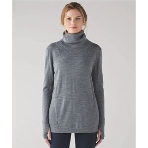 Lululemon Merino Wool Sweat And Savasana Turtleneck Sweater Sweat Wicking Grey 2